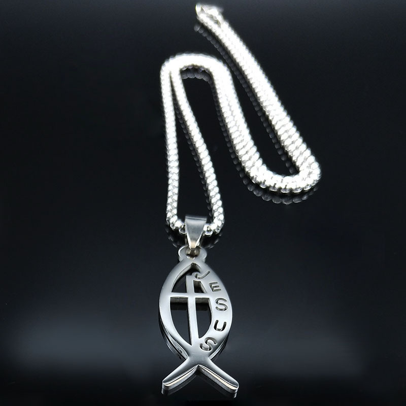 Ichthys Jesus Fish Stainless Steel Necklace