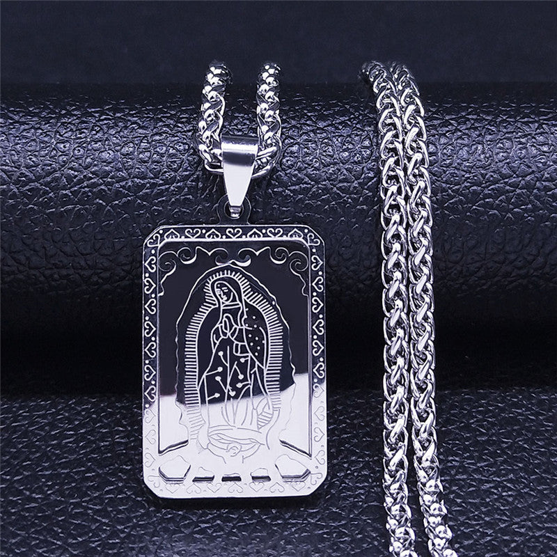 Virgin Mary Pendant Stainless Steel Necklace