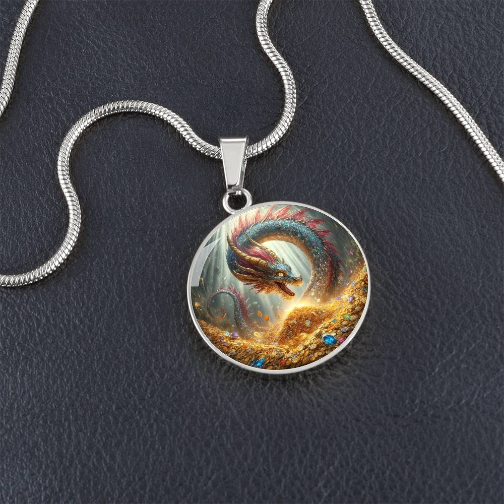 Treasure Dragon Circle Pendant Necklace