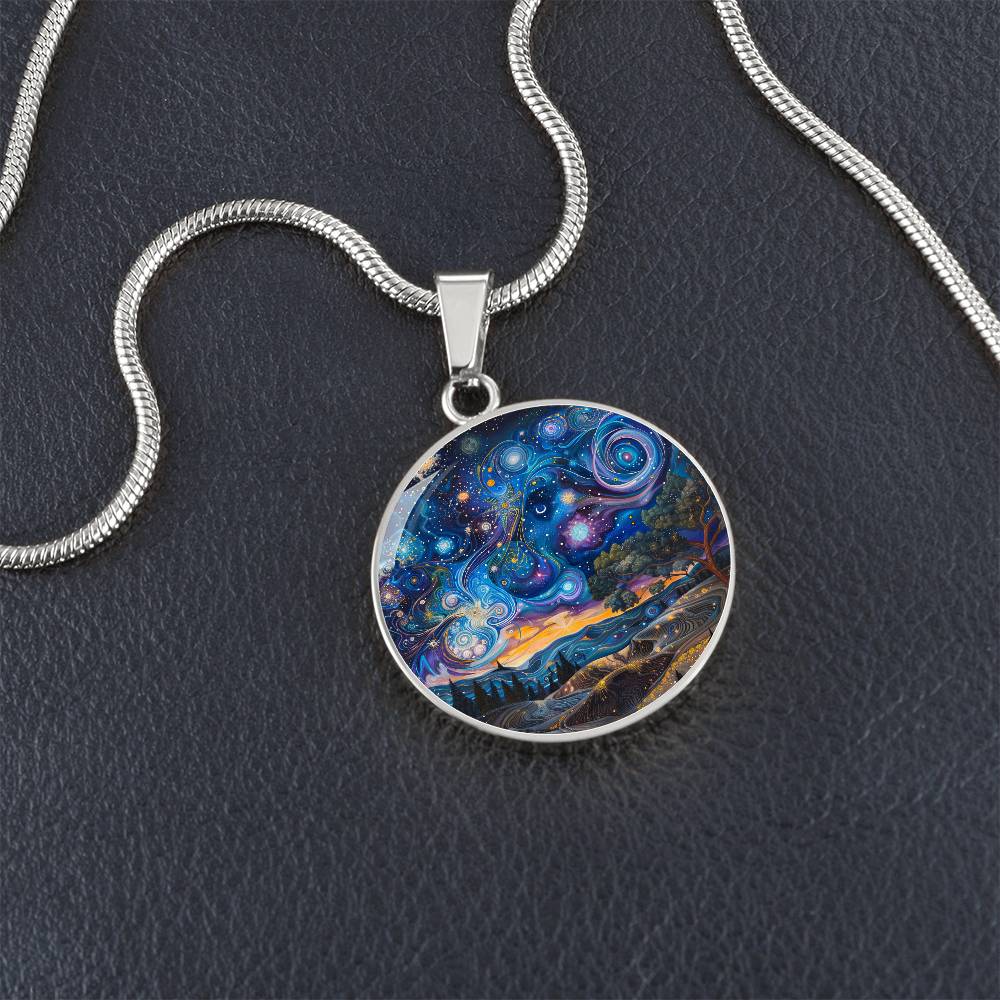 Celestial Hills Circle Pendant Necklace