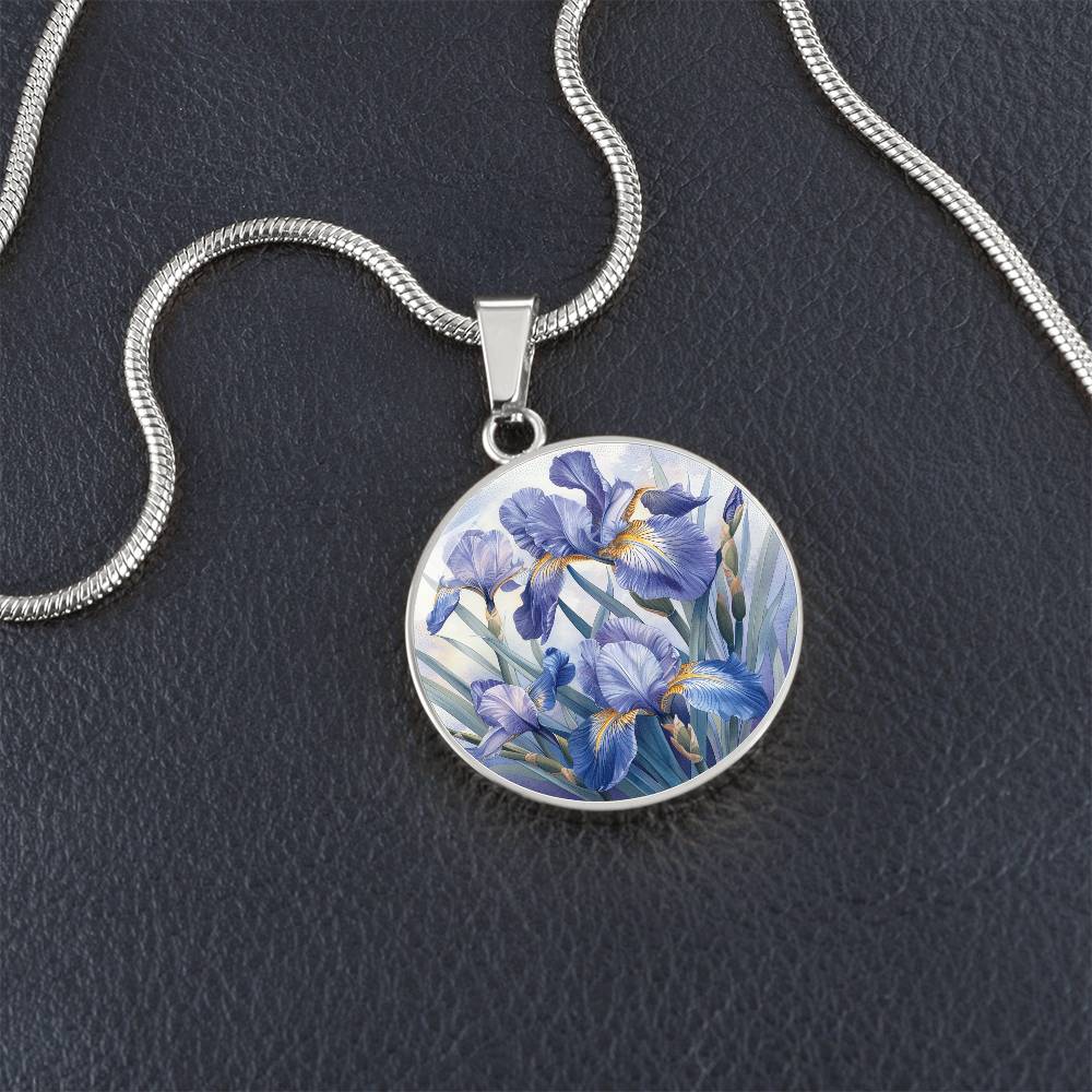 Elegant Iris Circle Pendant Necklace