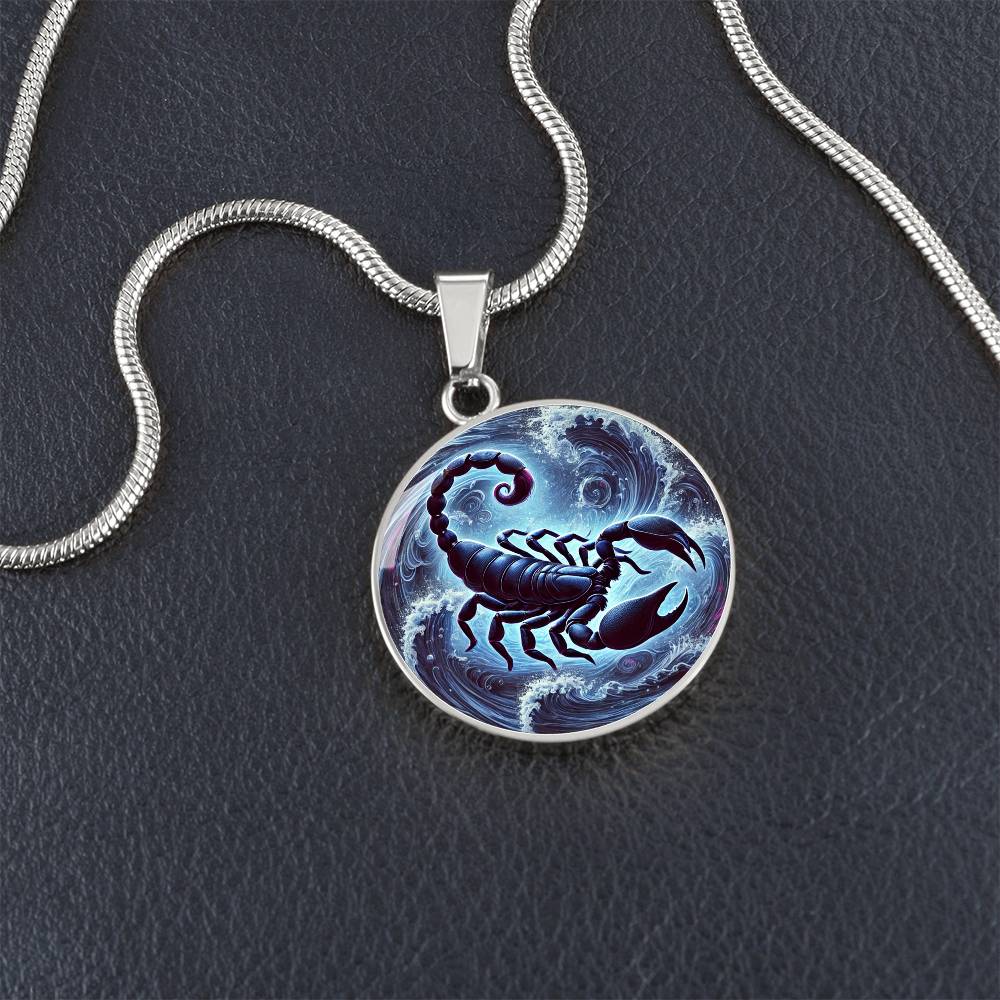 Water Scorpio Scorpion Circle Pendant Necklace