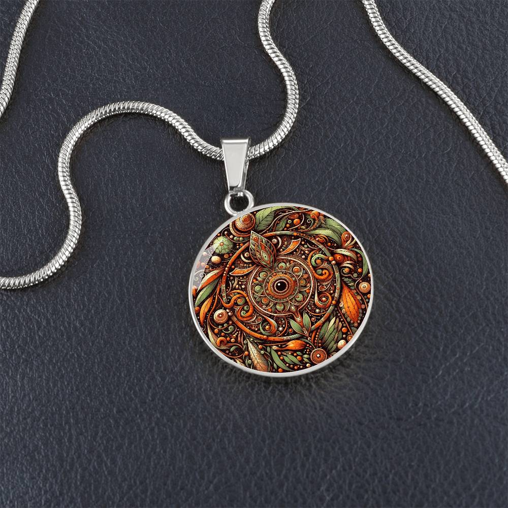 The Autumn Mandala Circle Pendant Necklace