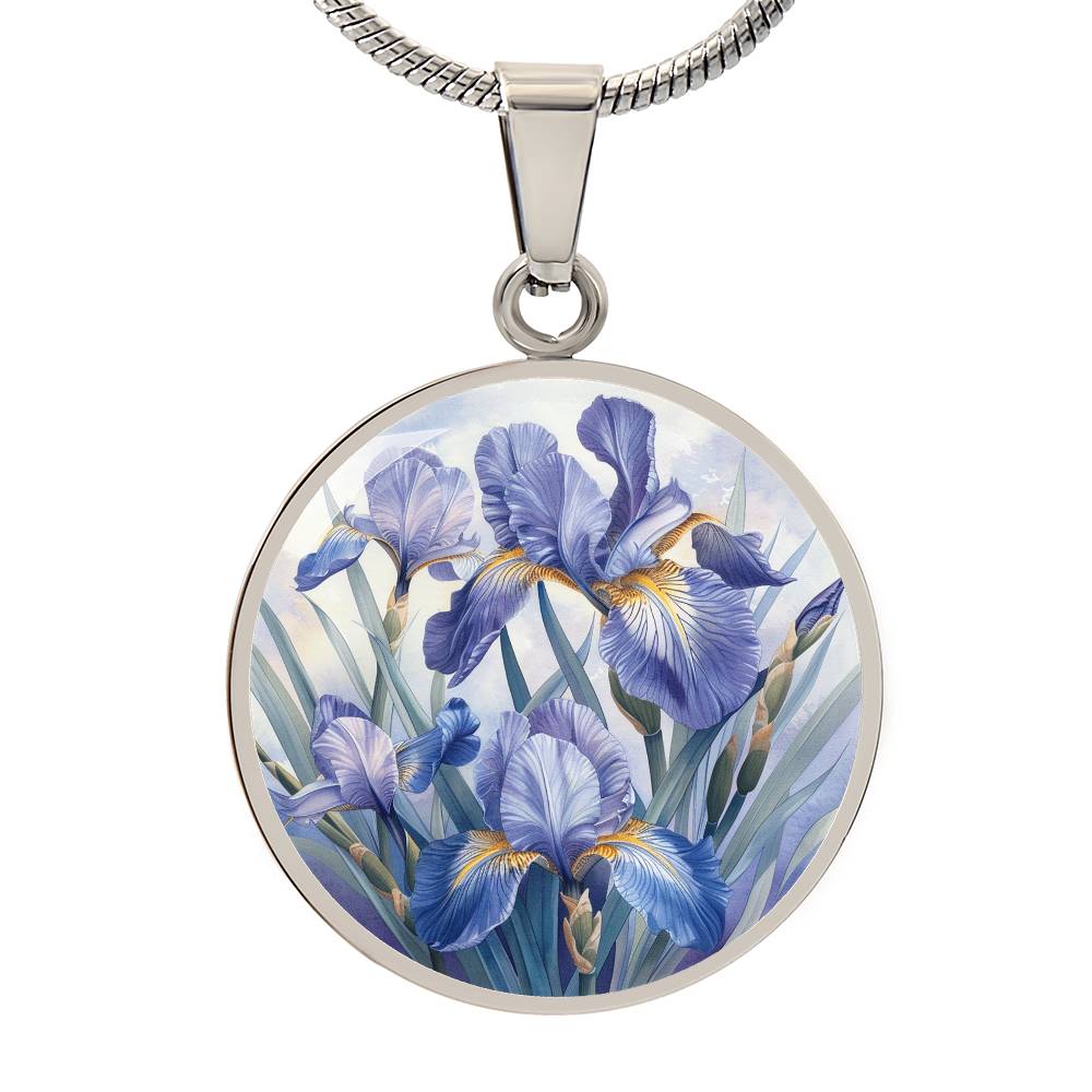 Elegant Iris Circle Pendant Necklace