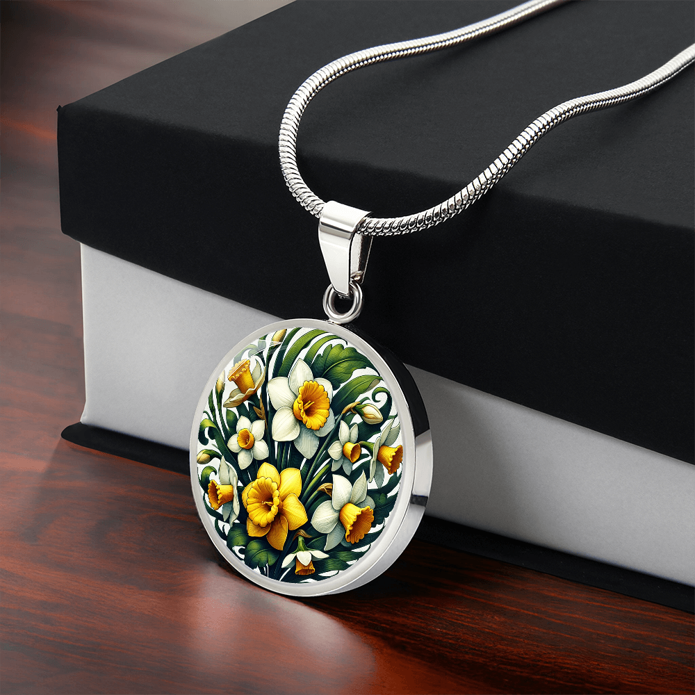 March Birth Flower - Daffodils Pendant Necklace