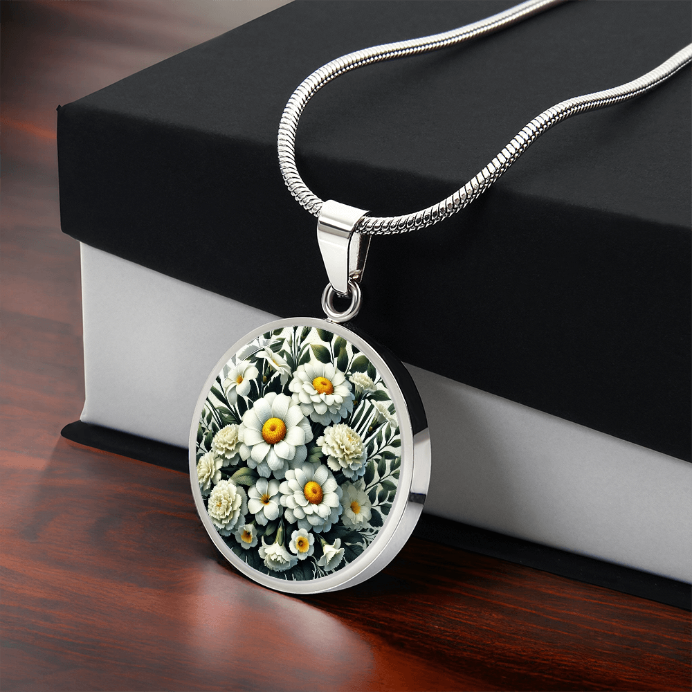April Birth Flower - Daisies Pendant Necklace
