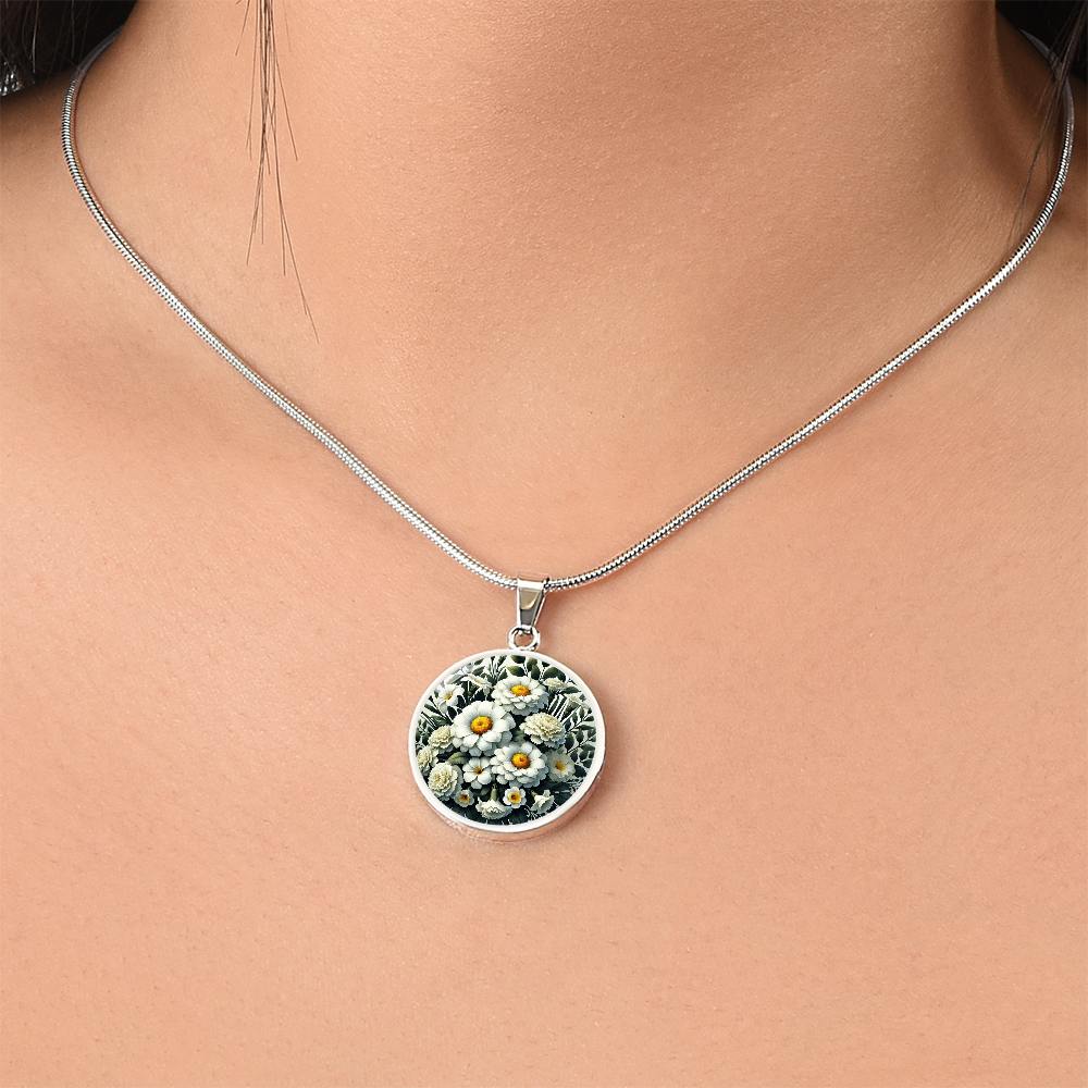 April Birth Flower - Daisies Pendant Necklace
