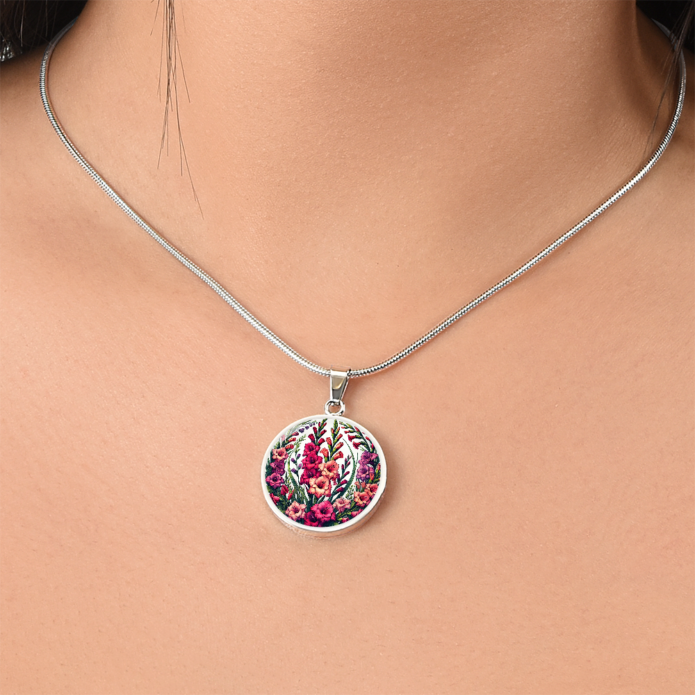 August Birth Flower - Gladiolus Pendant Necklace