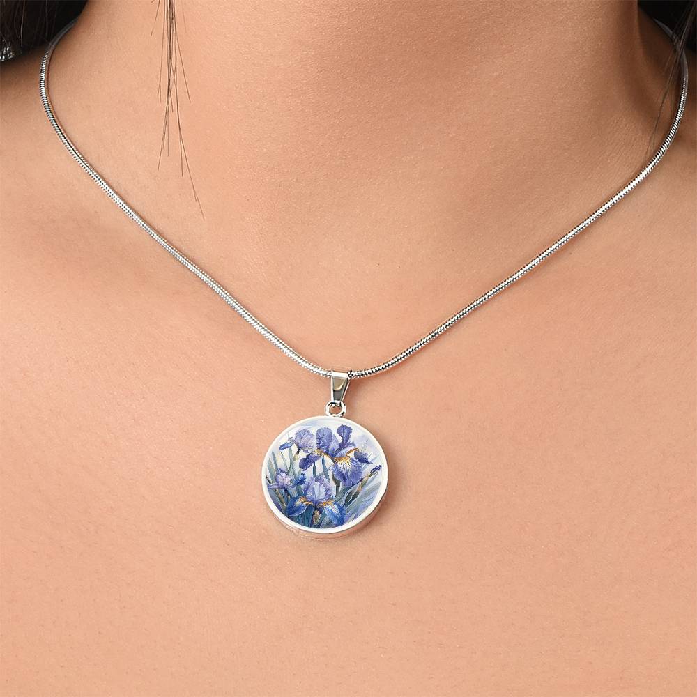 Elegant Iris Circle Pendant Necklace