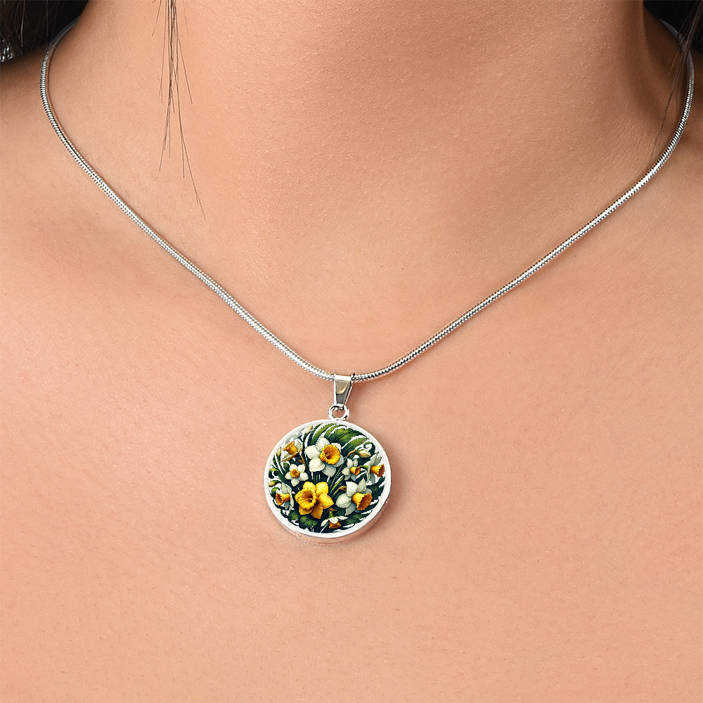 March Birth Flower - Daffodils Pendant Necklace