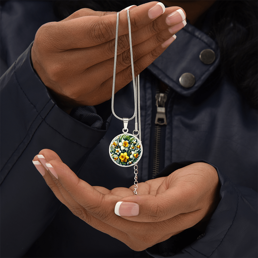 March Birth Flower - Daffodils Pendant Necklace