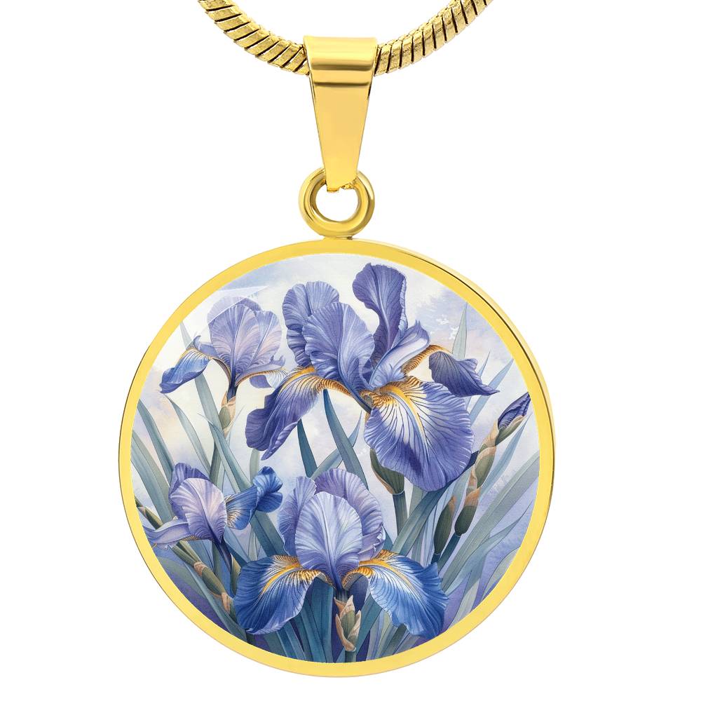 Elegant Iris Circle Pendant Necklace