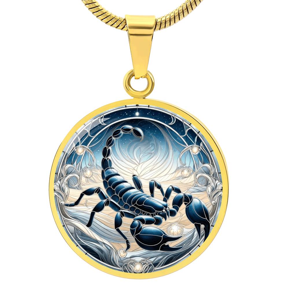 Lunar Scorpio Scorpion Circle Pendant Necklace