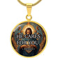 He Cares For You Circle Faith Pendant Necklace 1
