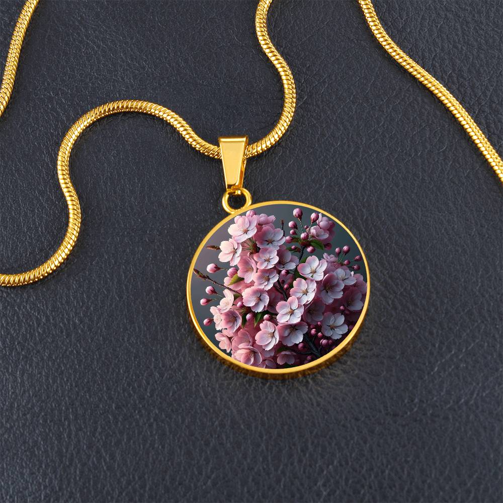 The Cherry Blossom Sakura Circle Pendant Necklace