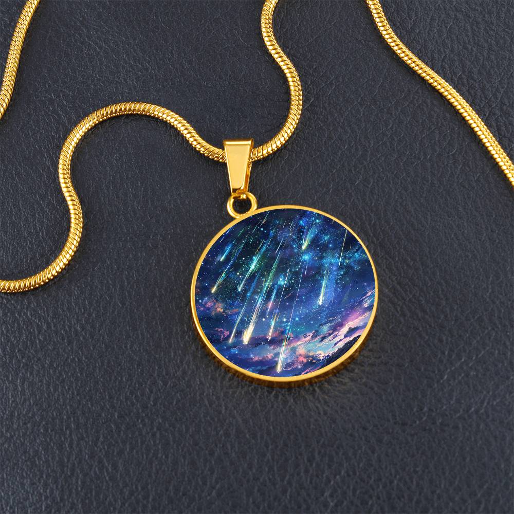 A Starry Shower Circle Pendant Necklace