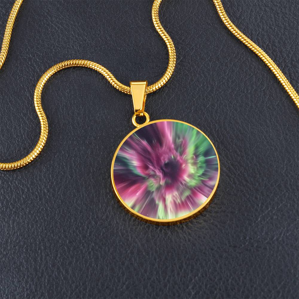 Northern Lights Explosion Circle Pendant Necklace