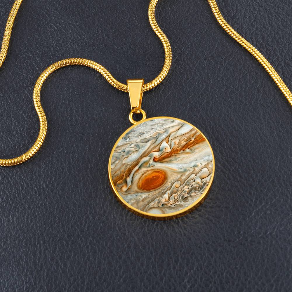 Jupiter Planet Circle Pendant Necklace
