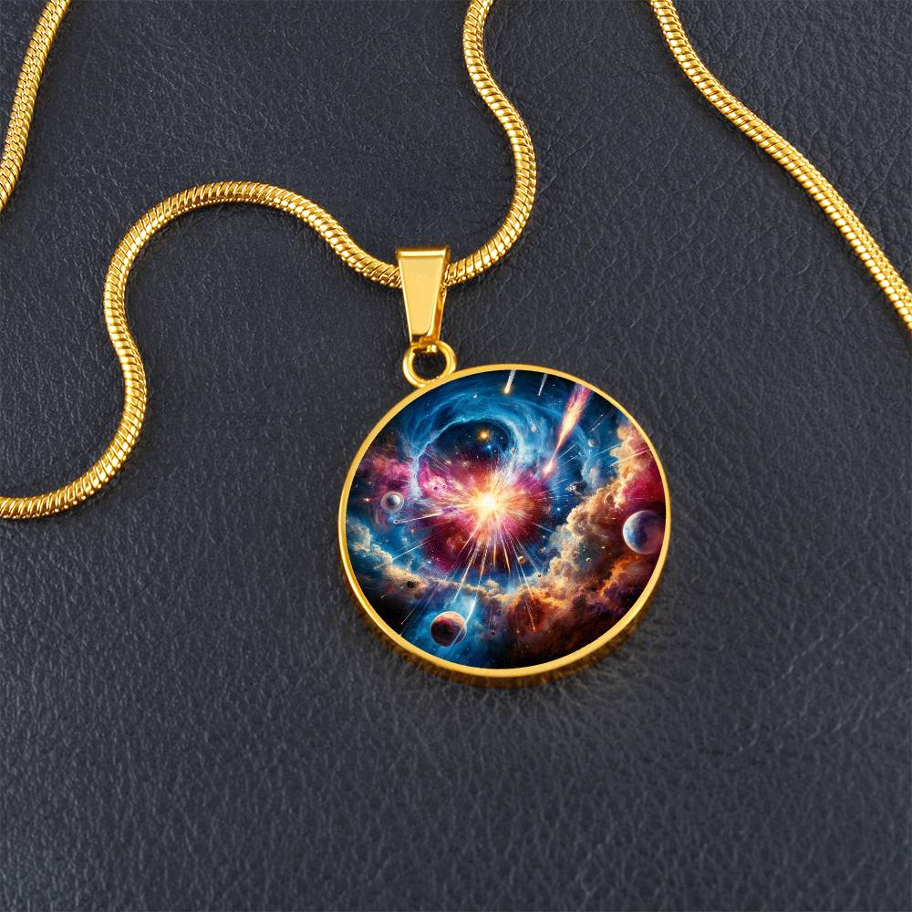 Cosmic Explosion Circle Pendant Necklace