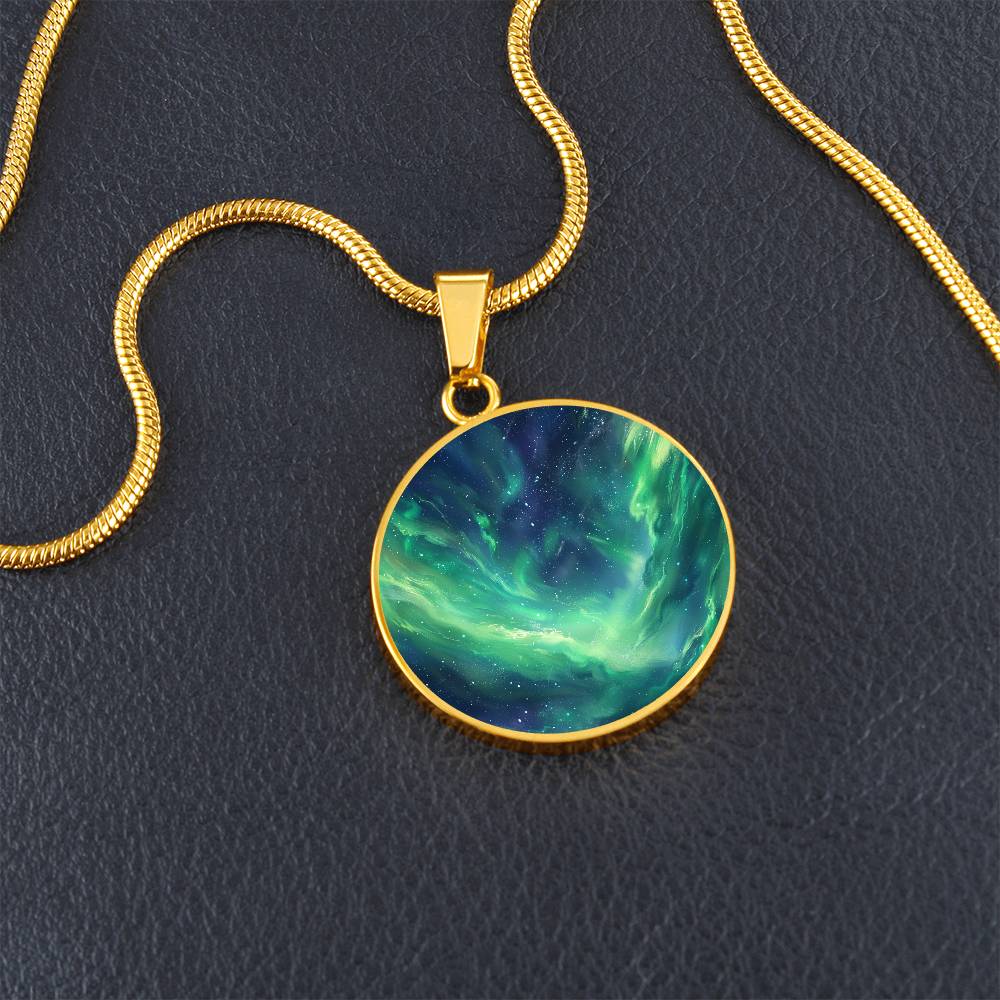 Ethereal Aurora Circle Pendant Necklace