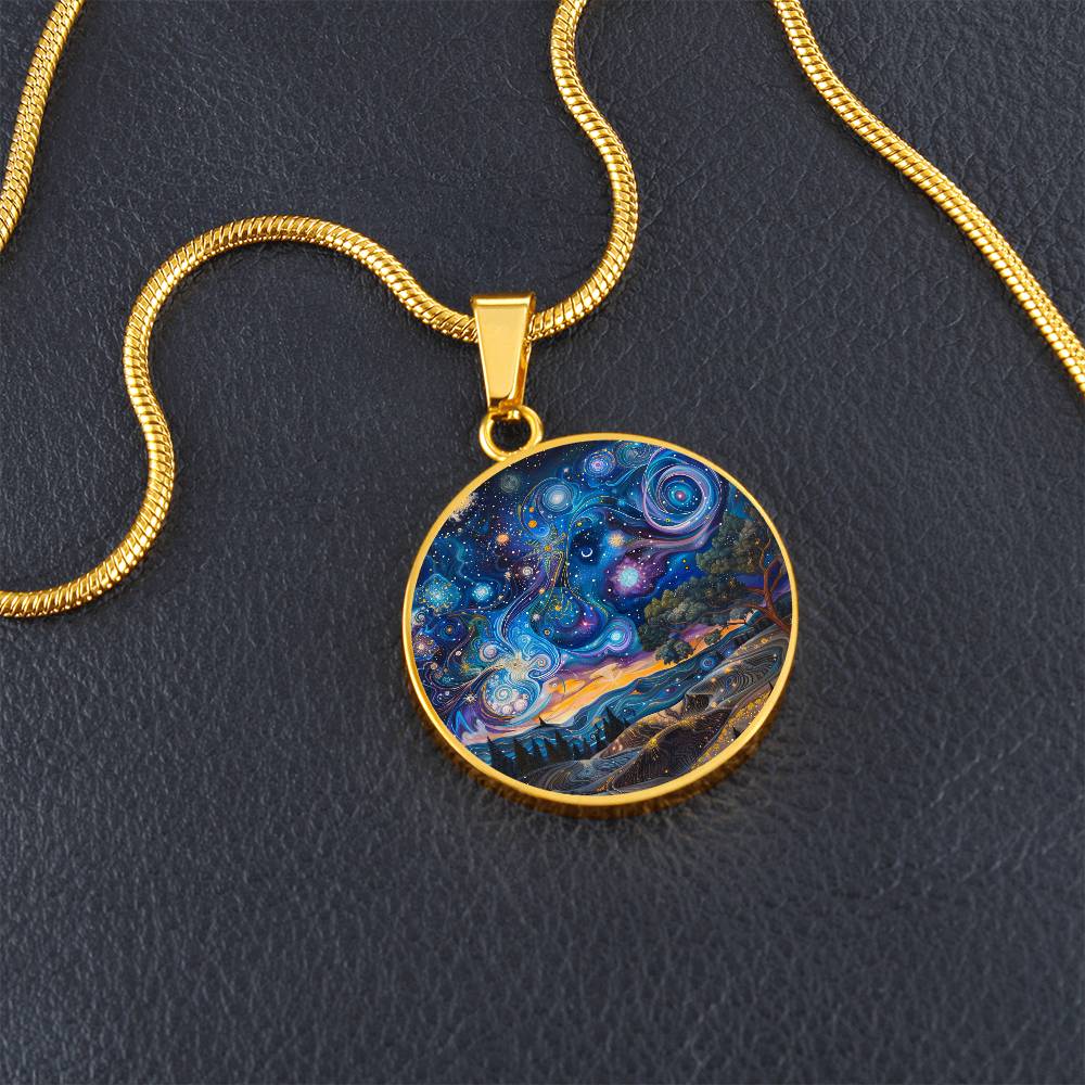 Starry Celestial Dance Circle Pendant Necklace