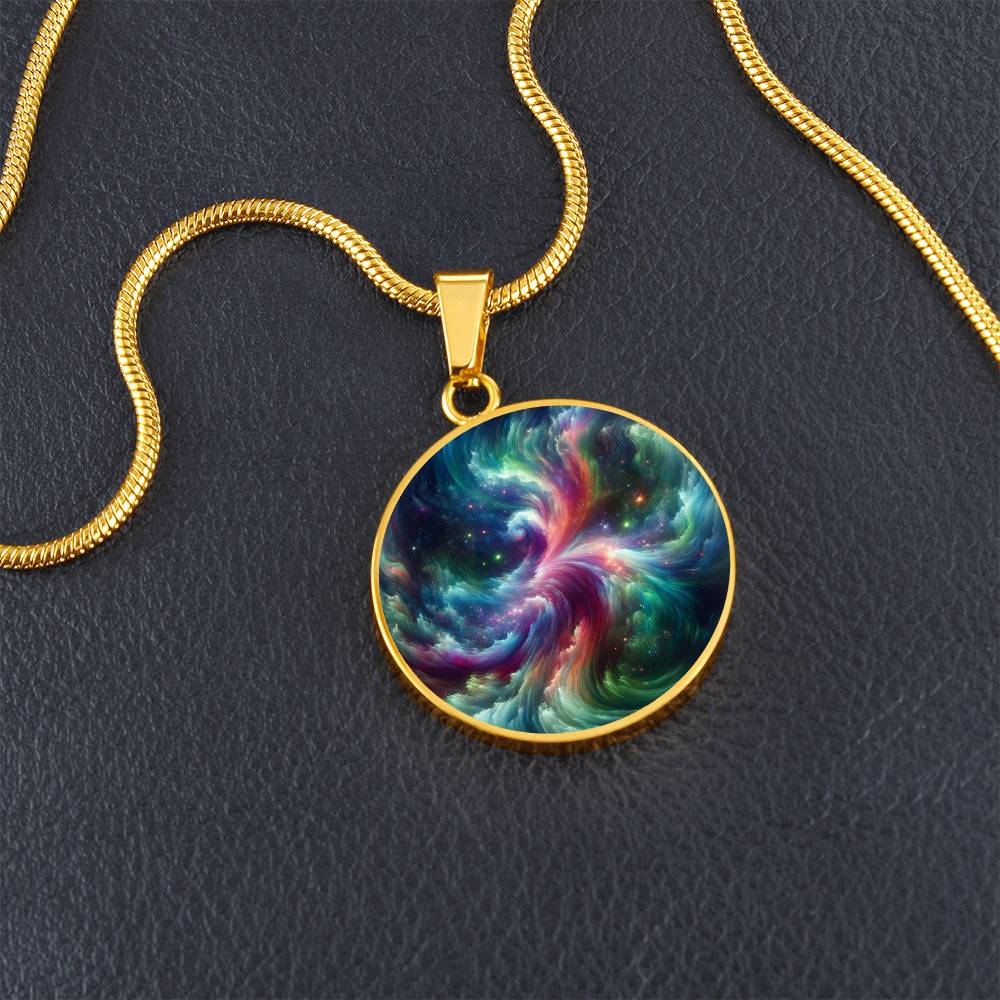 The Aurora Swirls Circle Pendant Necklace