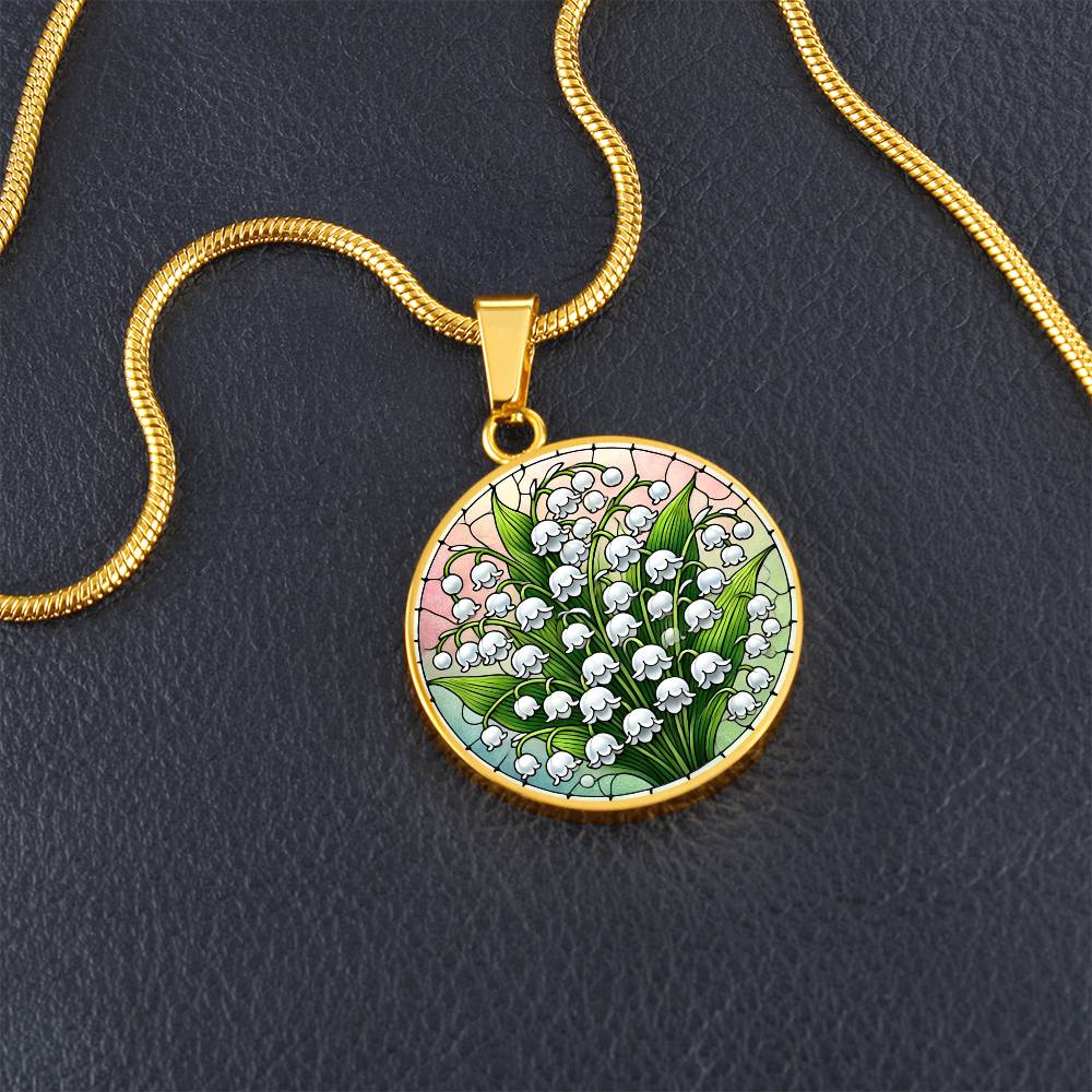Lily of the Valley Circle Pendant Necklace