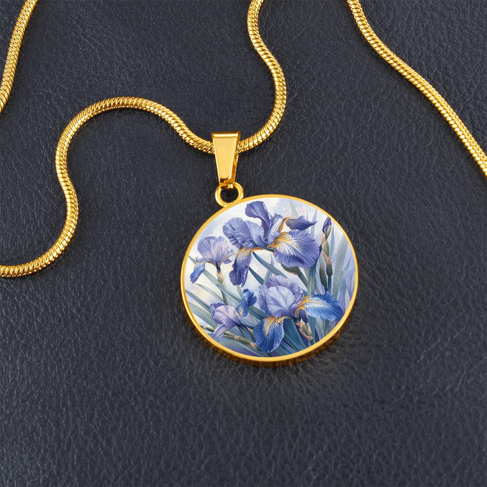 Elegant Iris Circle Pendant Necklace