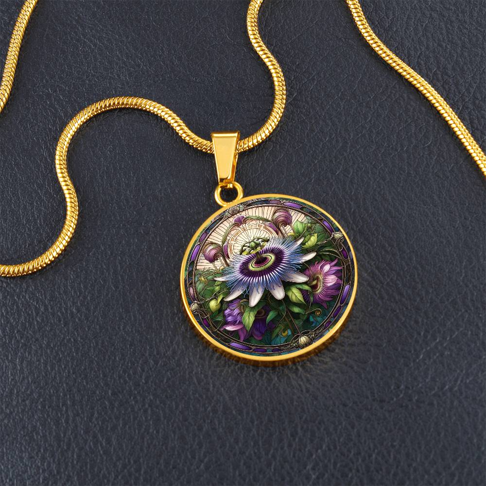 The Passion Flower Circle Pendant Necklace