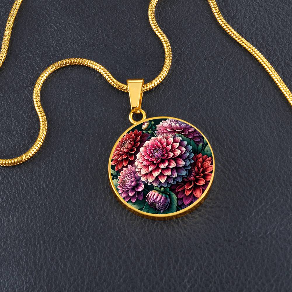The Dahlias Circle Pendant Necklace