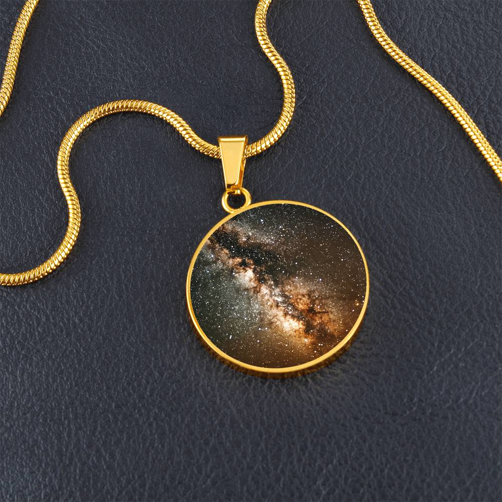 Milky Way Stars Circle Pendant Necklace