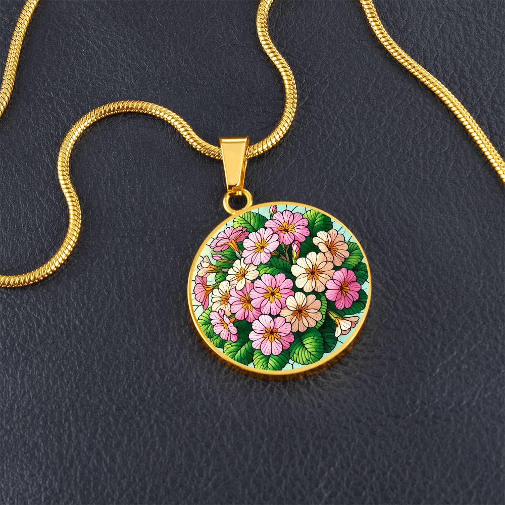 The Primrose Bunch Circle Pendant Necklace