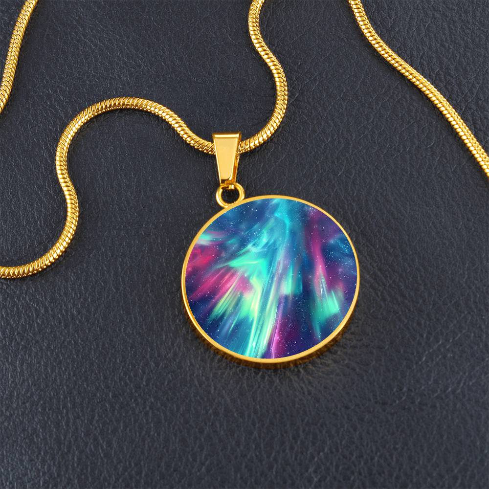 Aurora Northern Blaze Circle Pendant Necklace