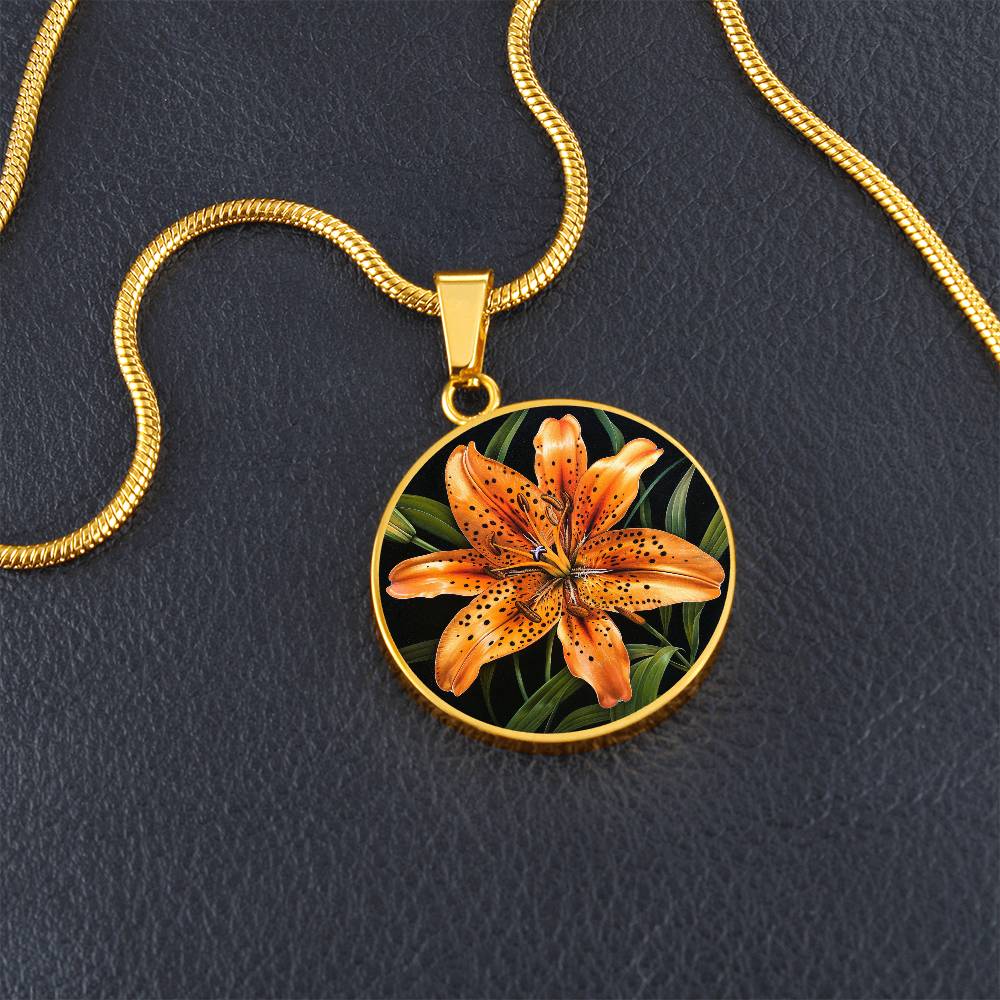 The Tiger Lily Circle Pendant Necklace