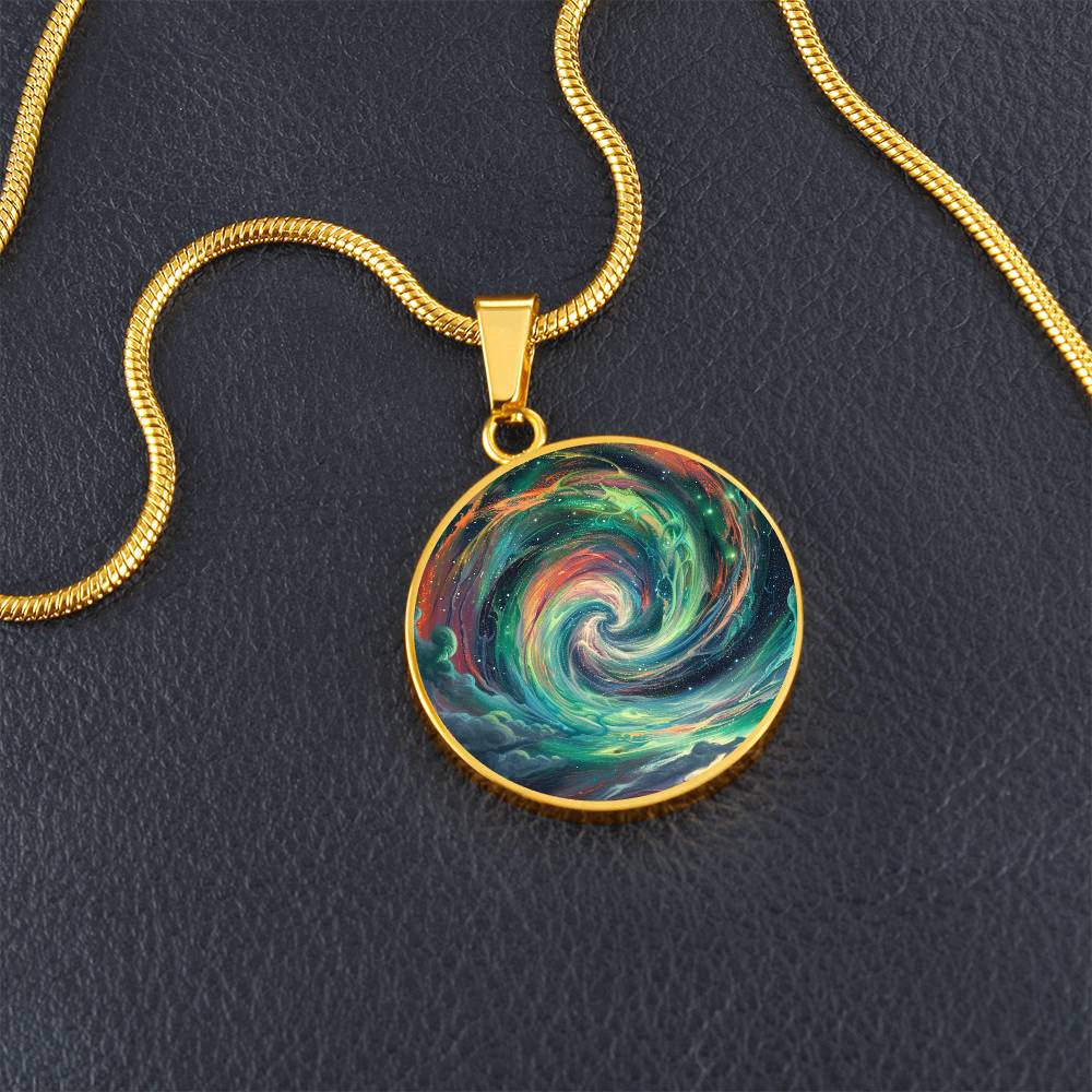 Space Hurricane Swirls Circle Pendant Necklace