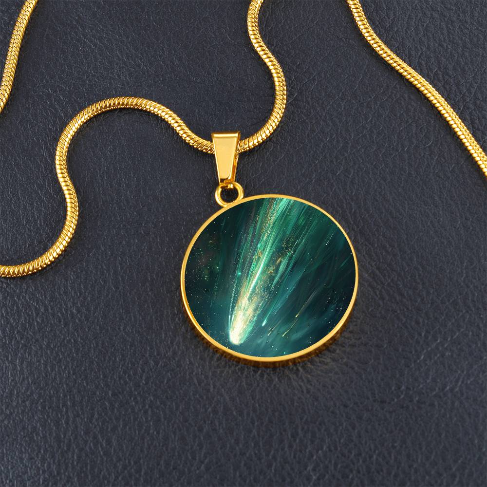 Green Comet Circle Pendant Necklace
