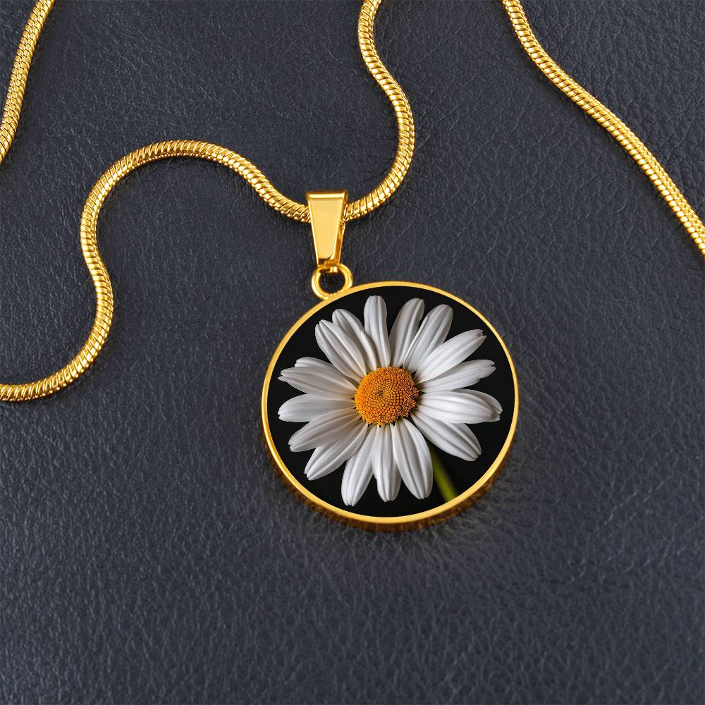 Charming Daisy Circle Pendant Necklace