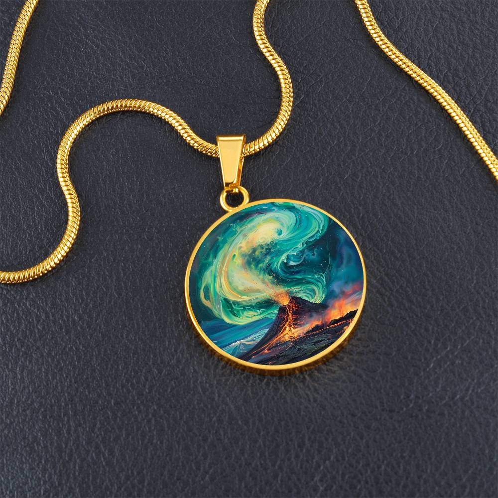 The Aurora Volcano Circle Pendant Necklace