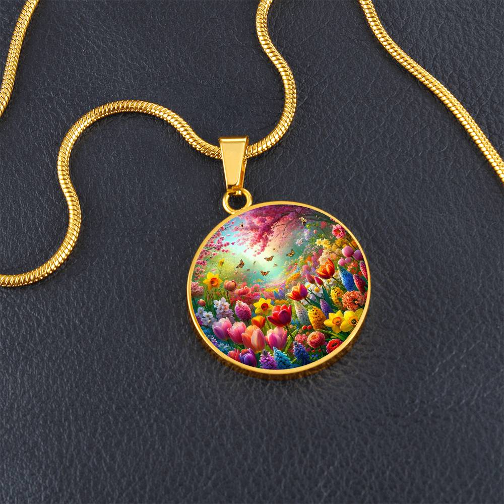 Spring Awakening Circle Pendant Necklace
