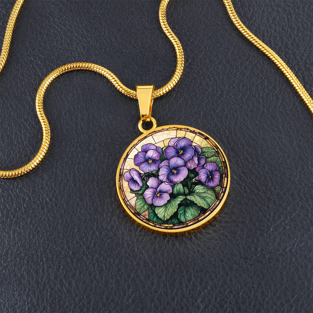 The African Violets Circle Pendant Necklace