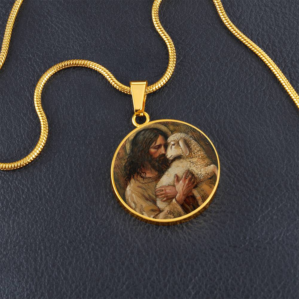 Lamb of God Circle Pendant Necklace