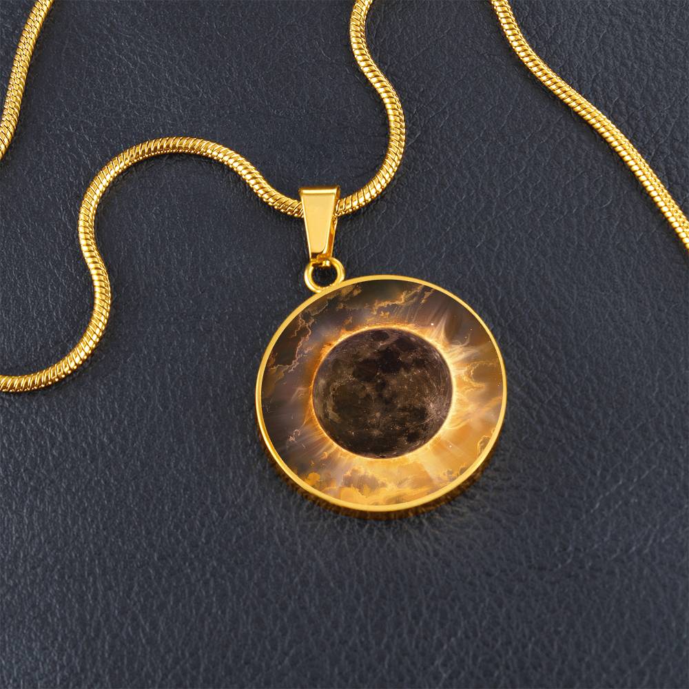 Solar Eclipse Circle Pendant Necklace