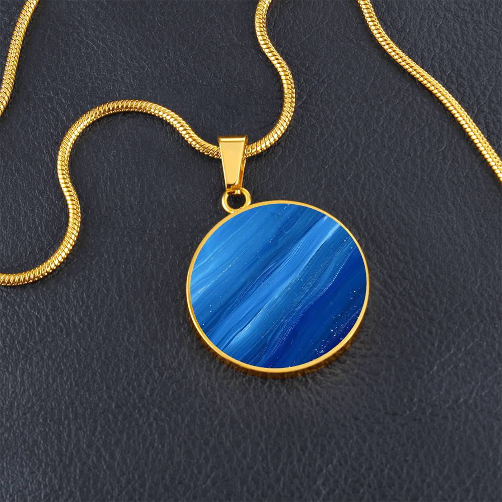 Neptune Planet Circle Pendant Necklace