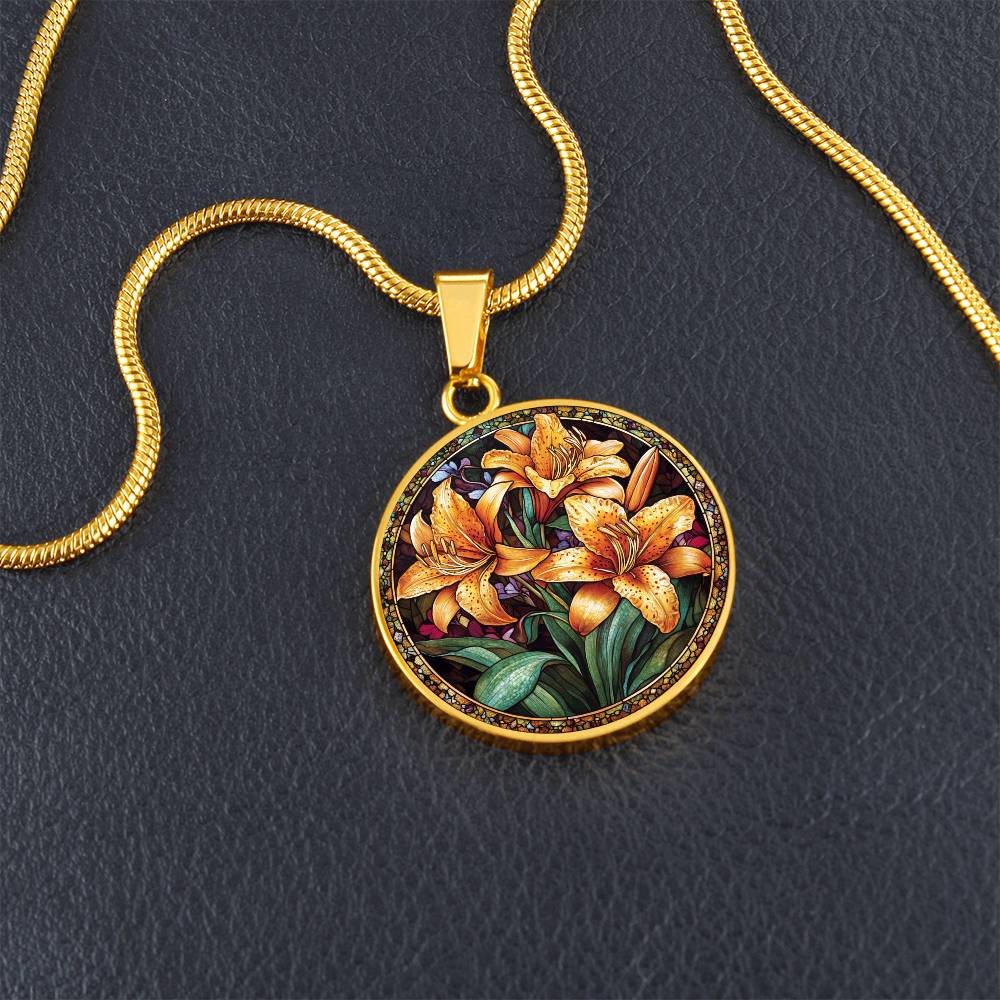The Tiger Lilies Circle Pendant Necklace