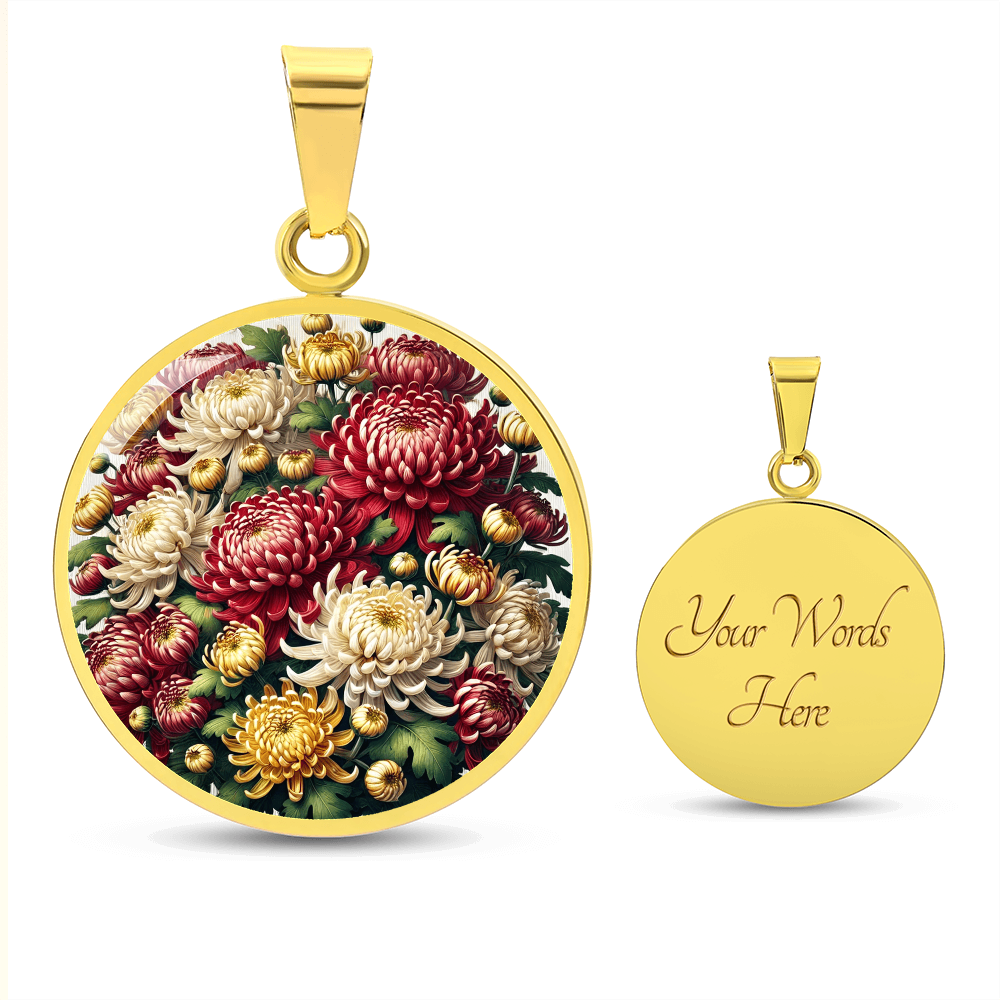 November Birth Flower - Chrysanthemums Pendant Necklace