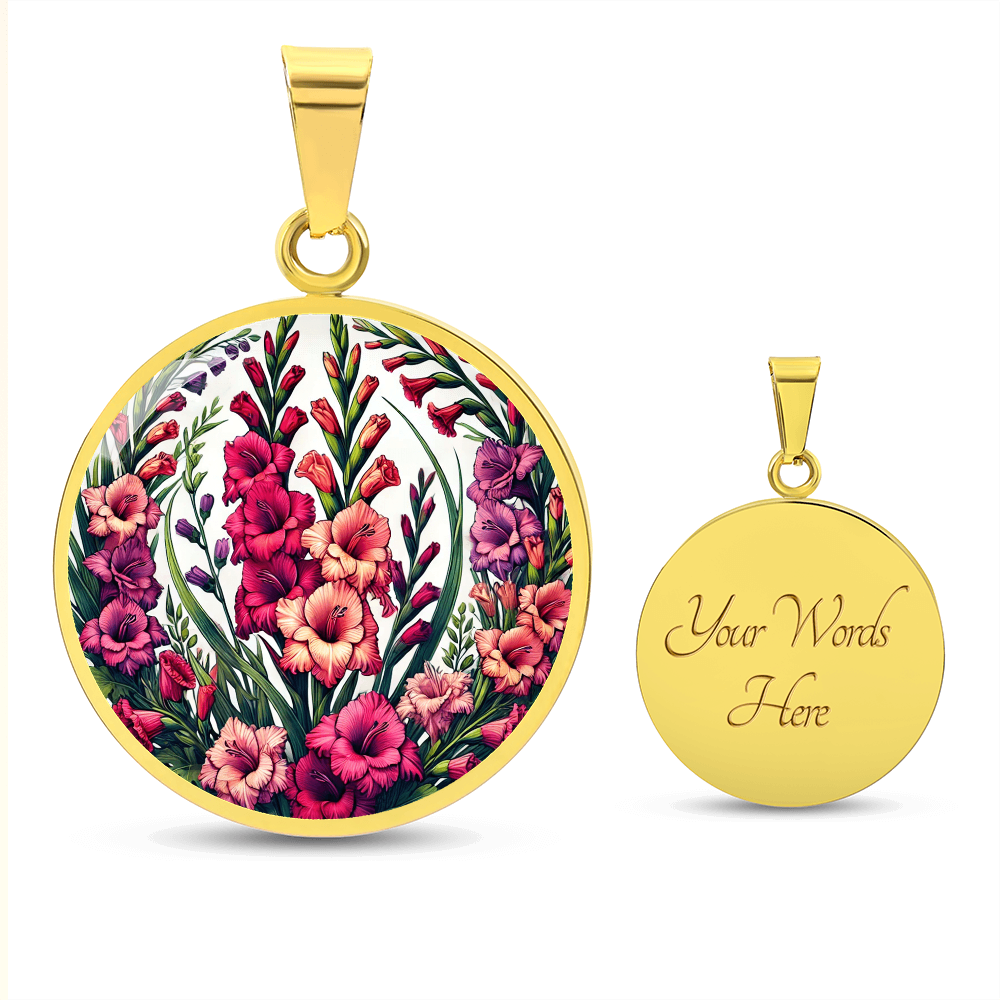 August Birth Flower - Gladiolus Pendant Necklace