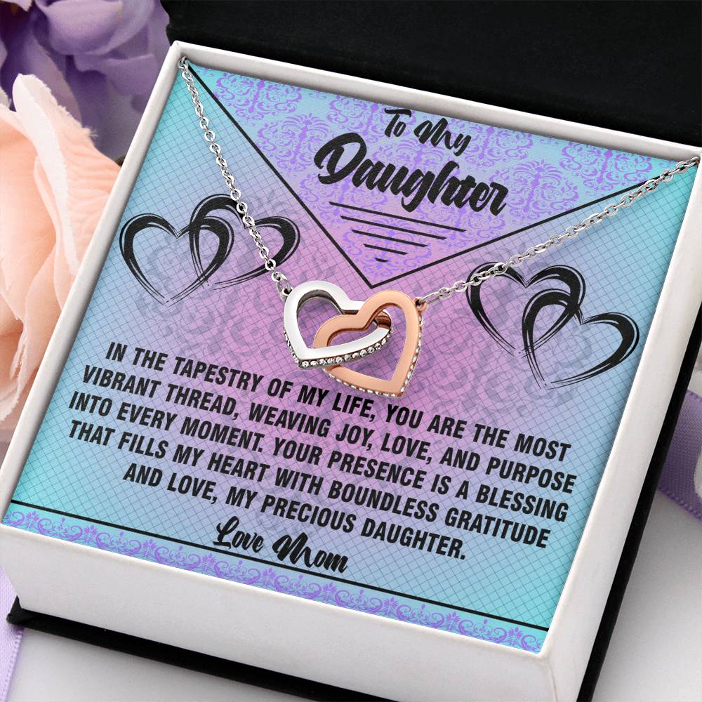 Weaving Joy - To Daughter From Mom Interlocking Heart Necklace