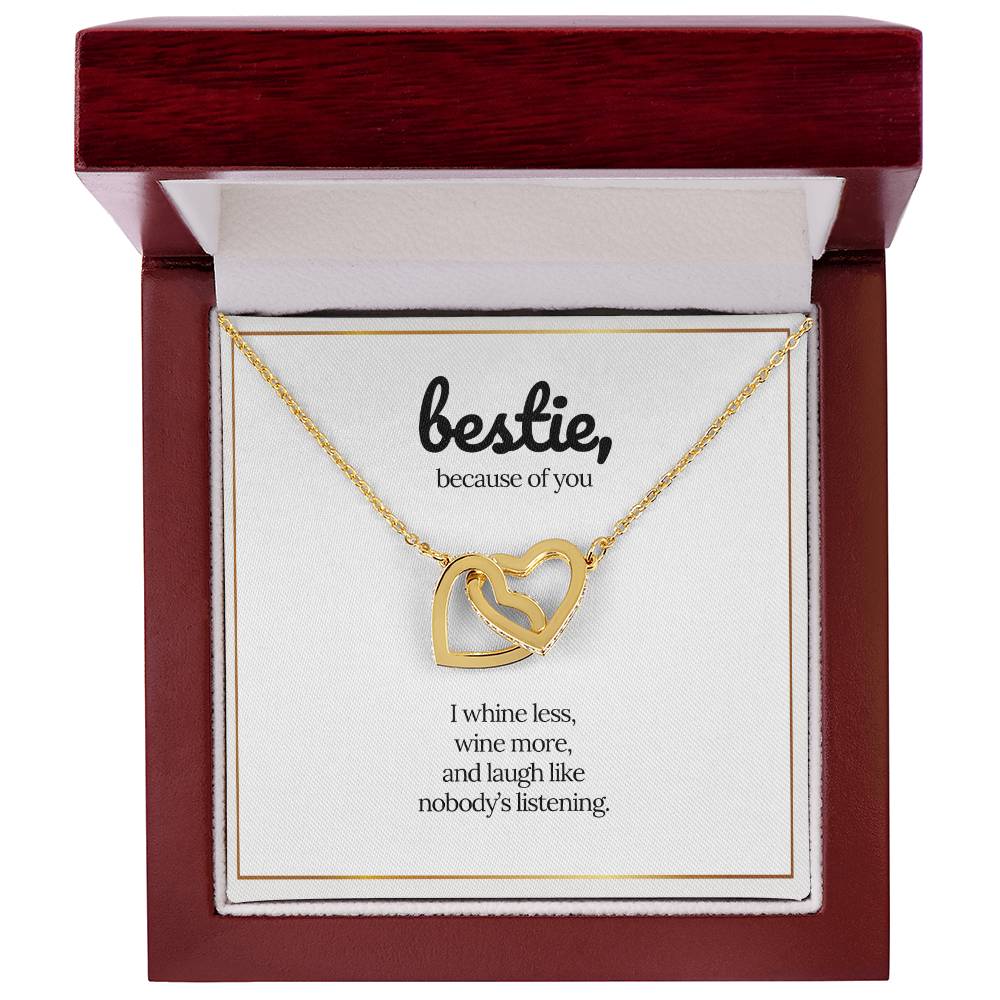 Bestie Whine Less Wine More Hearts Necklace