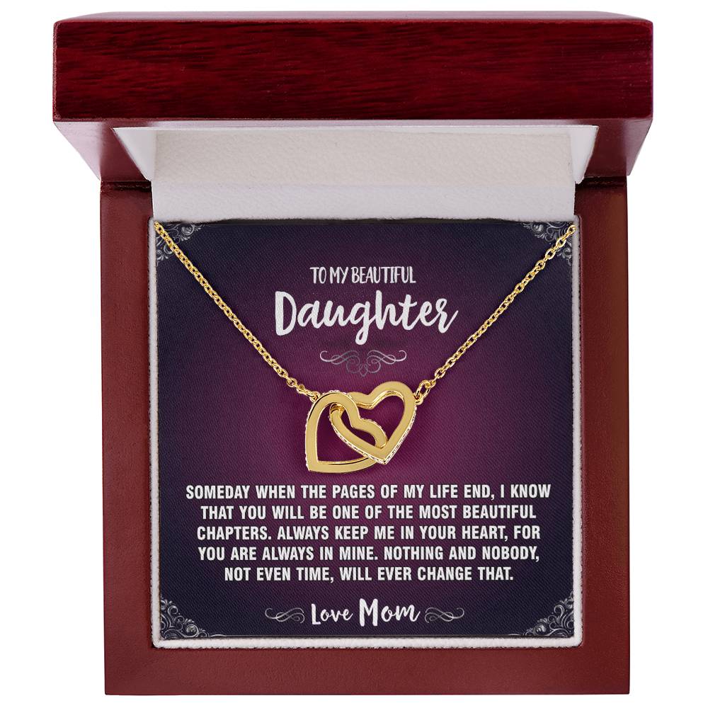When The Pages End Mom To Daughter Hearts Necklace