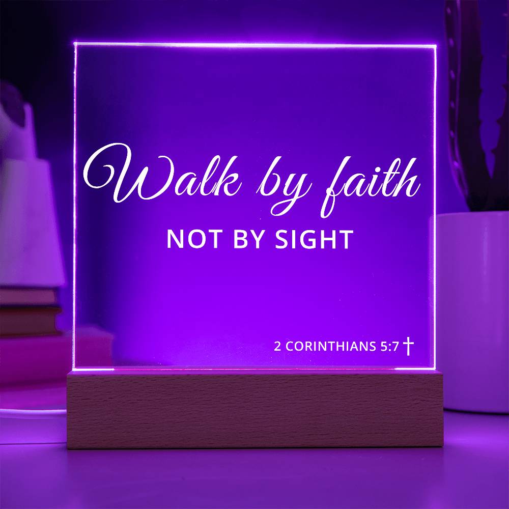 Favorite Bible Verse 7 Color LED Acrylic Square Plaque